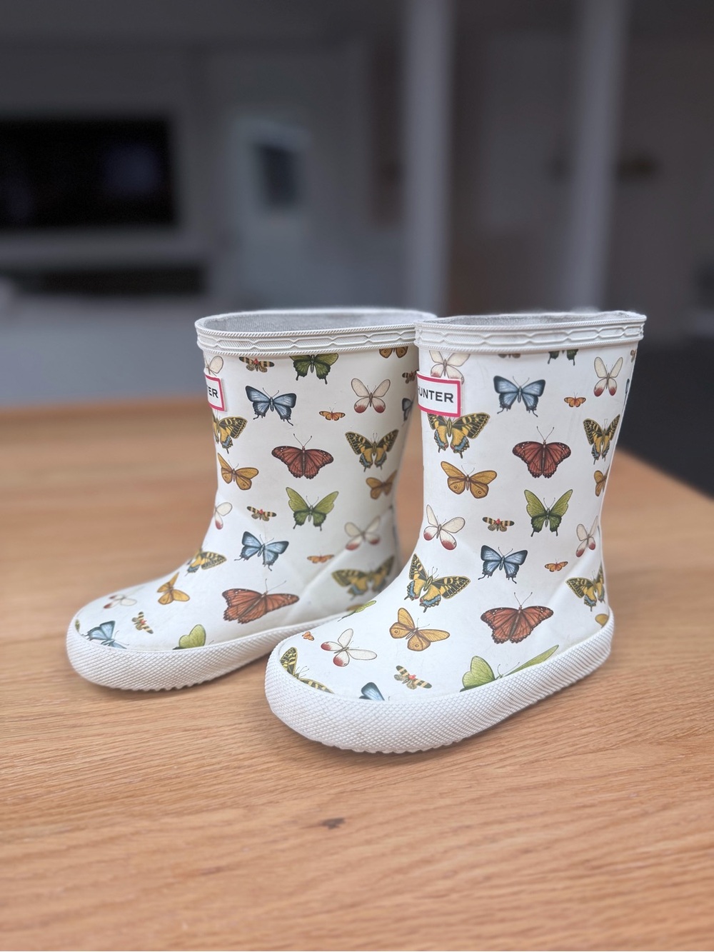 Hunter Toddler Cream Butterfly Rain Boots